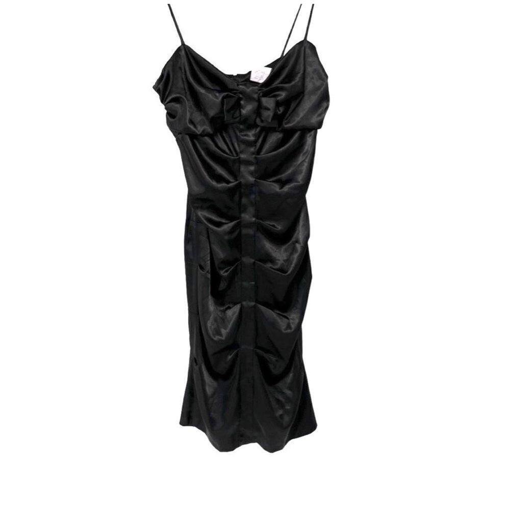 Vintage Taboo Black Ruched Center Spaghetti Strap Mini Dress L